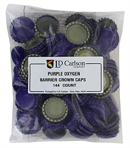 144 Oxygen Absorbing Beer Bottle Caps, 26mm US Standard Size Pry off Silver Crown Caps for Homebrew, PVC Free Purple Crown Caps for Beer Bottles.