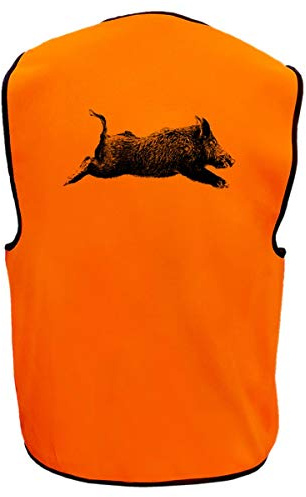 AtooDog Gilet de Chasse Fluo réfléchissant, Sanglier Qui Court