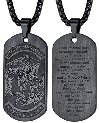 FaithHeart Saint Michael Serie Anhänger Herrenkette Dog Tag Halskette mit Schmuckbox mit Saint Michael Anhägner für Damen und Herren…
