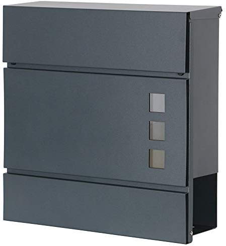 Briefkasten mit Zeitungsfach Postkasten Modern Zeitungsrolle Post Box Letterbox Wandbriefkasten Metall V2Aox Stahl Briefkasten Wandbriefkasten Postkasten Zeitungsrolle Zeitungsfach Anthrazit V2Aox