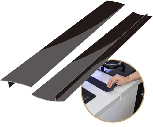 Kitchen Silicone Stove Counter Gap Cover, 25 inch Long & Extra Wide Stove Gap Filler Range Strips 2pcs,Between Oven and Countertop Dishwasher, Dryer,Easy Clean Heat Resistant Gap Guards Black