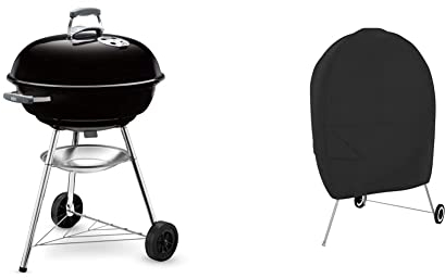 Weber Compact Kettle Barbacoa de Carbón, 57 cm, Negro 1321004 + Amazon Basics Funda para barbacoa americana redonda de carbón Negro