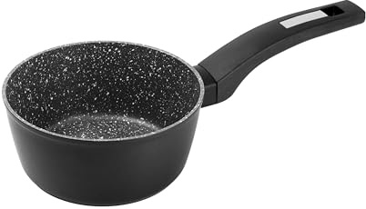 zanetti, Casseruola Antiaderente Durapietra Black, Adatta a Tutti i Piani Cottura Incluso Induzione, Rivestimento Alto Spessore, Diametro 16 cm, 1 Manico, Colore Grigio Scuro Metallizzato