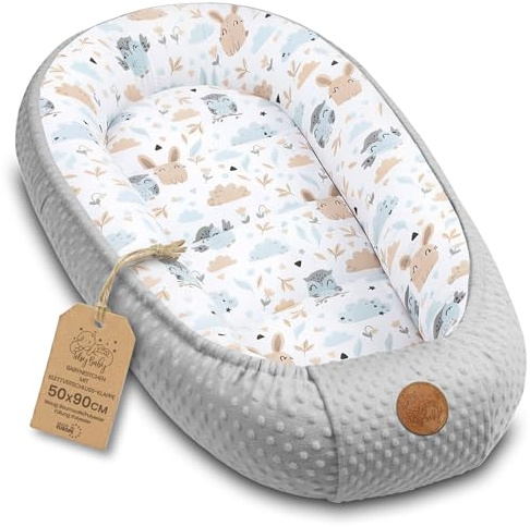 Totsy Baby Nido bebé recién Nacido 90x50 cm - Reductor Cuna Cuco de colecho Minky Winter cálido Capullo Ideal para moisés, góndola y Viaje búho Gris
