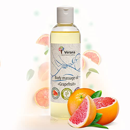 Verana Olio per Massaggio corpo Pompelmo, Naturale, Senza OGM, Brucia i Grassi, Anticellulite, Migliora l'elasticità della pelle, Allevia lo l'affaticamento, Rivitalizzante, Aromaterapia (250ml)