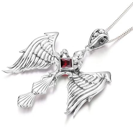 Sterling Silber Halskette Granat Eleganter Adler Anhänger Luxus Geburtsstein Edlen Schmuck Damen Accessoires Für Damen