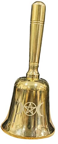 YARNOW Cloche à Main en Laiton à Motif Pentagramme Vintage Multifonctionnelle pour Rituel Wiccan Décoration D'autel Cérémonie Contemplation