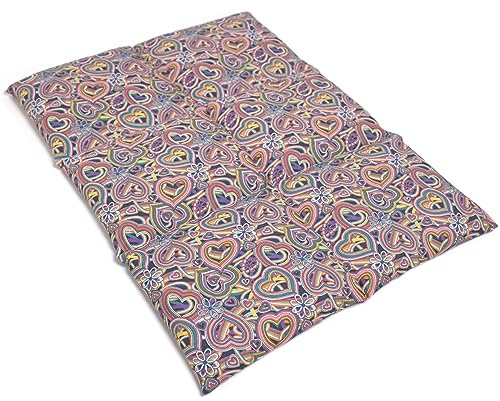 Druvkärnkudde stor 6 kammare 40 x 30 cm – organiskt tyg Psykedelisk Heart – värmekudde kornkudde