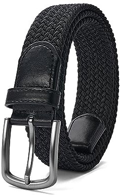 PlusZis Herrengürtel, elastischer Gürtel, Stretch, geflochtener, lässiger Gürtel, 3,5 cm, mit Geschenkbox.