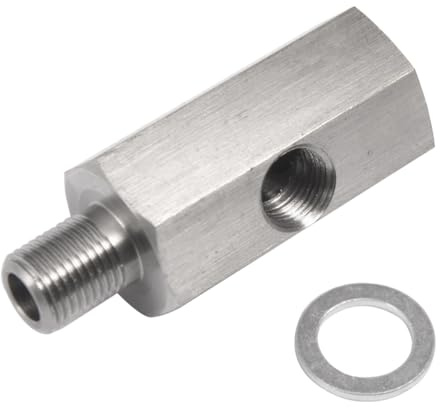 JNNJ Adattatore Sensore Pressione Olio, Adattatore a T Raccordo Adattatore di Alimentazione Olio, 1/8 in NPT Femmina M10 Tee Adattatore Turbo, per Adattatore NPT-, Indicatore di Linea