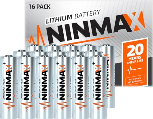 NINMAX® Lithium AA Batteries 16 Pack, 3500mAh 1.5V Longest Lasting Double A Battery for High-Drain Devices【Non-Rechargeable】