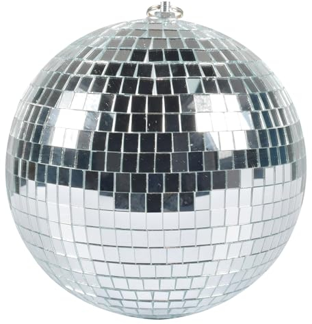 Boule à facettes disco - 20 cm - Boule disco brillante - Pour sapin de Noël, mariage, carnaval, fête d'anniversaire, décoration argentée - Effet de lumière DJ