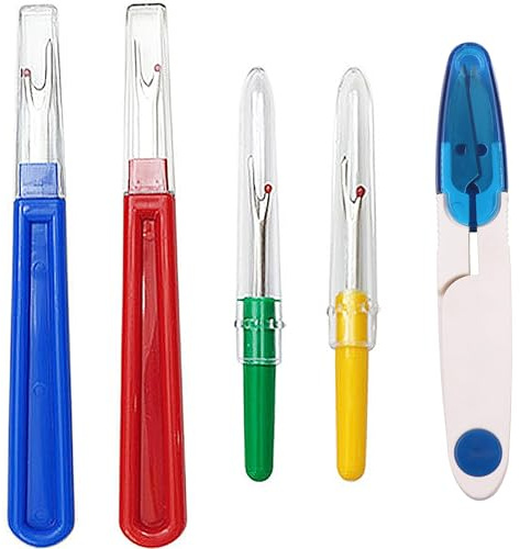 5 piezas cortador de hilo de costura con piezas pequeñas tijeras decoud rápido y corte hilo de costura, kit completo, ideal para decoud rápido, costura y corte de hilo, material de costura