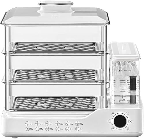 Electric Steamer 3 Tier, 800W 24L Capacity Food Box with Touch Screen Display - 5S Quick Steam, 12H Appointment, 1.5L Water Tank - Home Kitchen Appliance