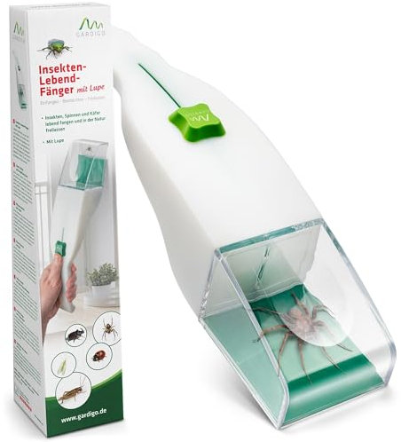 Gardigo® Attrape-Araignées Extra Long | Piège à Insectes XXL avec Loupe | Verre Grossissant pour Enfants - Capturer et Observer Les Insectes Vivants | Répulsif Anti-Araignées | Spider Catcher