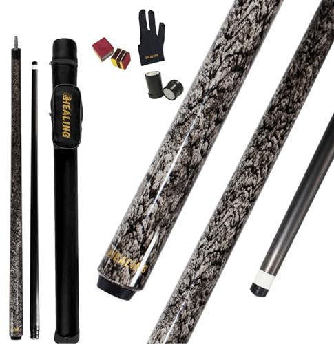 OKHEALING - Stecca da biliardo in fibra di carbonio T700, 142 cm, XTC, punta da 12 mm, accessori da biliardo 1/2 giunto, fatta a mano, dritta, per 8 palline, 9 gomitoli, 510-567 g, colore: nero
