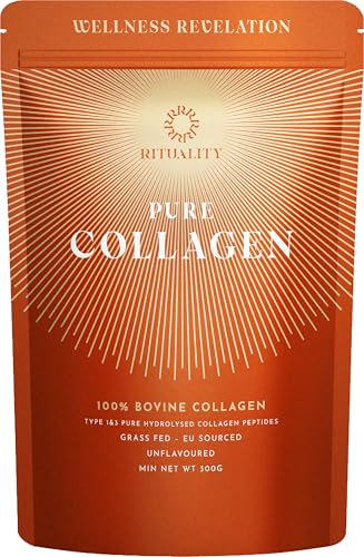 Rituality Pure Bovine Collagen Peptides Powder for Women and Men, Type 1& 3 Premium Hydrolysed Collagen Supplement, High Protein, Unflavoured, EU Sourced, Grass Fed