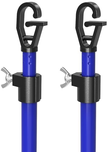 SURFOU Lot de 2 Barres de Corde à Linge télescopiques et réglables avec Crochet en G, en Acier Inoxydable avec revêtement en Poudre, Support Robuste pour extérieur, Maison, Jardin, Linge