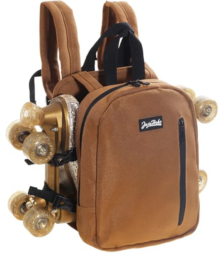 JajaHoho Roller skates bags for Women Men, Multi-functional Sports Backpack for Rollerskates, Ice skates, Inline skates, Skate Gear Storage, Durable and Stylish, 11 x 9 x 3 inches (Chestnut Brown)