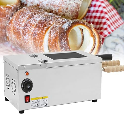 Electric Chimney Bread Roll Grill,1500W Commercial Chimney Cake Machine,Ice Cream Cone Grill Maker,Waffle Cone Baker,Chimney Bread Machine