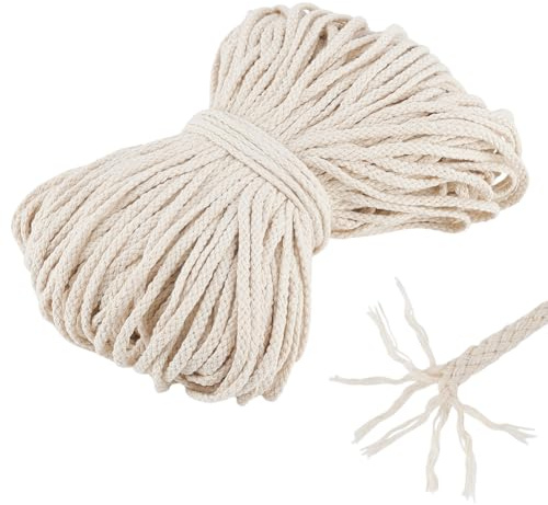 PH PandaHall 100m Corda di Cotone Macramè 5mm Filo di Cotone per Uncinetto, Cordoncino per Macramè Beige Naturale per Lavori Artigianali Arazzi Cucito Cuscini Maglieria Decorazioni
