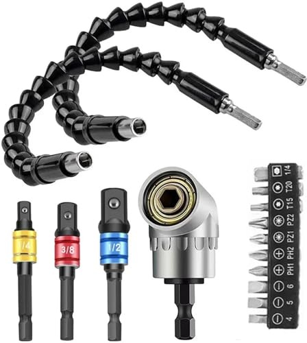 Flexibel Borrförlängning Sexkantsmutterskruvmejsel Bitssats Böjbar Rätvinklig Verktygsadapter(16pcs)