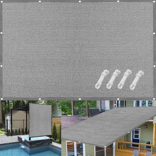 Paravento da esterno per balcone, 65 x 740 cm, con occhielli e cinghia, su misura per giardino e terrazza, colore grigio chiaro, resistente alle intemperie