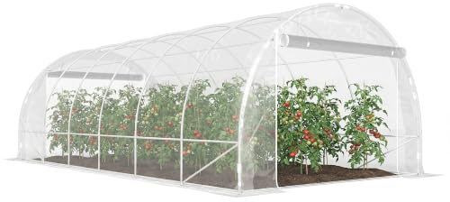 Outsunny Serre Tunnel de Jardin 18m² 296x597x199cm 2 Portes Transparent | Serre de Jardin Tunnel, Cadre Acier Galvanisé, Bâche PE Haute Densité 150g/m² Prolongée de 20 cm, pour Extérieur