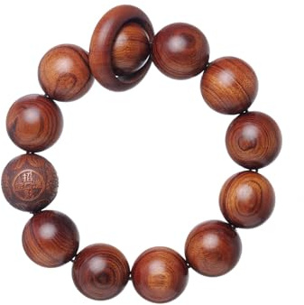 Naturligt träarmband Vuxen fjäderarmband Pärla diameter 0,8 tum 12 pärlor 1 st