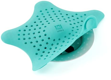Umbra Starfish Hair Catcher, Suction Cup Drain Cover, 6-Inch, Surf Blue