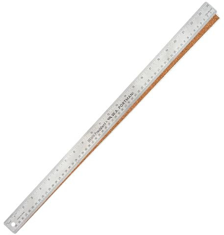 WA Portman Metal Ruler 24 Inch, Corkback Stainless Steel Ruler Metric Edge