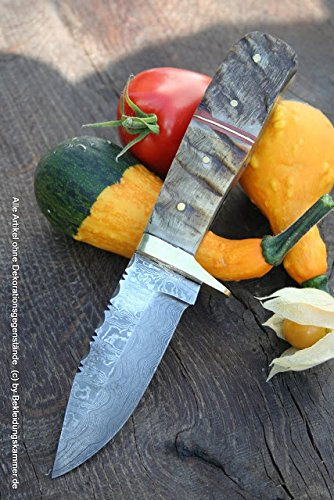 Damasco Cuchillo eruyagi con cuerno de cabra Mango mediano Tamaño Caza Cuchillos de Damasco