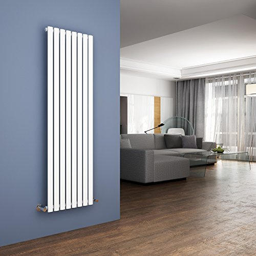 ELEGANT 1600 x 480mm Vertical Column Radiator White Oval Single Panel Designer Radiator Heater
