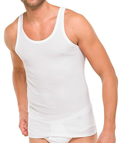 Schiesser Herren 2 Pack Ohne Arm - Essential Feinripp Unterhemd, Weiss_205144, XL EU