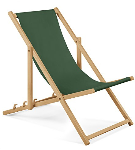 Unbekannt Liegestuhl klappbar aus Holz – 2er Set grün Stabiler Gartenliege - Strandliege, Leichter Sonnenliege für Garten, Balkon und Strand Bars - Liege modern Design