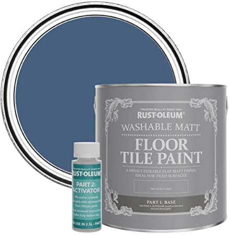 Rust-Oleum Blue Washable Matt Floor Tile Paint - Ink Blue 2.5L