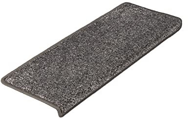 FLODI. Lyon Carpeted Stair Tread Pads, Set of 15 Pieces, Self Adhesive Carpet Stair Mats, Anti Slip Staircase Runner Pad Rugs (Grey, Rectangular - 23 x 65 cm)
