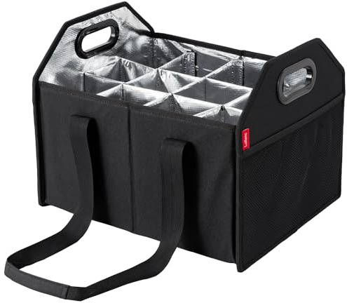 LUILANC Collapsible 12 Bottle Wine Carrier - Reusable Portable Storage Box for Tote Bag, Moving, Vacation, Bottle Caddy, Grocery Shopping, Wine Tasting (Black)