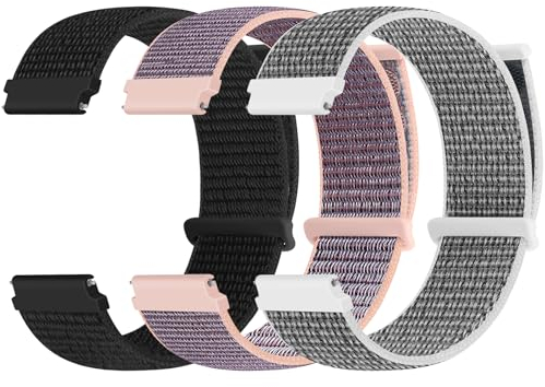 Yunshare 22mm Nylon Armband Kompatibel mit Samsung Galaxy Watch 3 45mm/Galaxy Watch 46mm/Gear S3 Frontier/Garmin Venu 3/2/Vivoactive 4/Forerunner 570(47mm)/Amazfit Bip 6/Bip 5/GTR 4/3/2/Balance