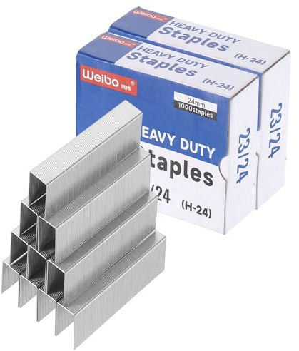 PATIKIL 23/24 Agrafes pour Agrafeuse, 2 Boîtes de 2000 Pcs, Longueur de Jambe Standard de 15/16, Pointe Plate et Tranchante, Sans Bourrage, pour Fournitures Bureau à Domicile, Argenté