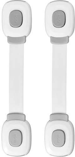 Fursafe&Q Baby Cabinet Locks, Child Safety Cabinet Proofing -Child Safety Strap Locks Adhesive Drawer Fridge Ovens Door Toilet Latches No Drill Multi-Purpose for Furniture Kitchen Lock (Grey, 2Pack)