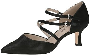 CAPRICE Damen Pumps aus Leder Spitz, Schwarz (Black Metallic), 39 EU