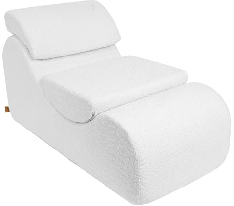 MEOWBABY Kindersessel - Bequemer Kinder-Sessel, Kindercouch, Sitzsessel für Kinderzimmer, Kindersessel ab 1 Jahr, Baby Sessel, Boucle, Weiß