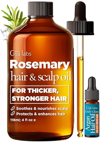 Gya Labs Rosemary Oil for Hair & Scalp - 118ml - 100% Pure Natural Rosemary for Hair, Nourishes Scalp, Nourishes & Enhances Dry Damaged Strands - with 5 ml Deep Revival Argan Oil