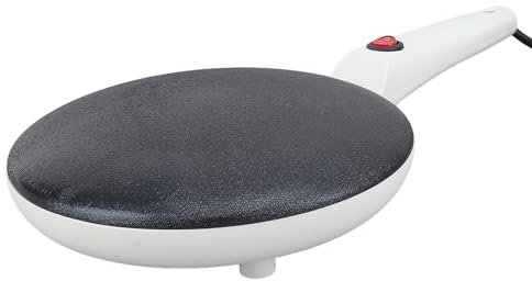 Crepiera Elettrica con Manico, Padella Antiaderente 8 Pollici con Controllo Automatico della Temperatura, Macchina per Pancake per Omelette, Uova per Colazione Veloce (Spina