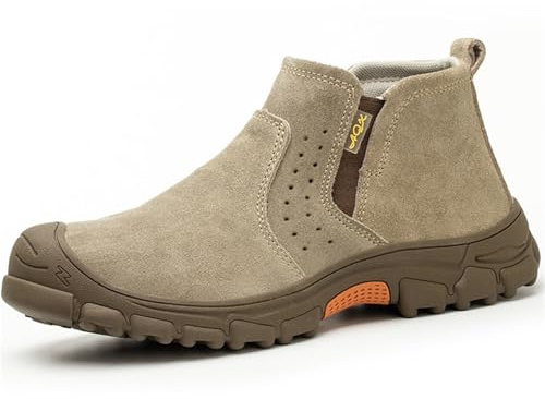 Botas de trabajo de soldadura for hombres Zapatos sin cordones con punta de acero for hombres Botas de seguridad suaves y cómodas Botas de construcción a prueba de pinchazos for hombres(EU41)