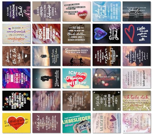 ARTFAVES® Postkarten Set - Liebe - 30 verschiedene Postkarten, Sprüche, Zitate und Weisheiten zu Liebe, Romantik, Partnerschaft, Beziehung, DIN A6