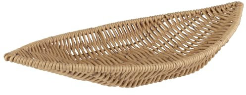 APS 40344 Corbeille en forme de bateau « COVE », panier tressé beige en polypropylène, récipient en osier avec fil en acier inoxydable, panier à viennoiseries, panier alimentaire, dimensions 30 x 15