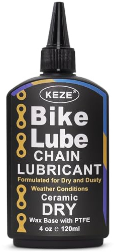 KEZE Lubricante para cadena de bicicleta C3 Dry Lube, de cerámica y PTFE, reduce la fricción, el ruido y el agarre de la cadena. Formulado para clima seco y polvoriento. 120 ml.