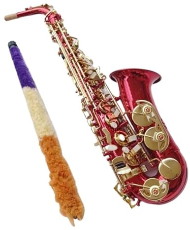 Professionell Saxofon Eb Altsaxofon Röd Tangent Med Fodral